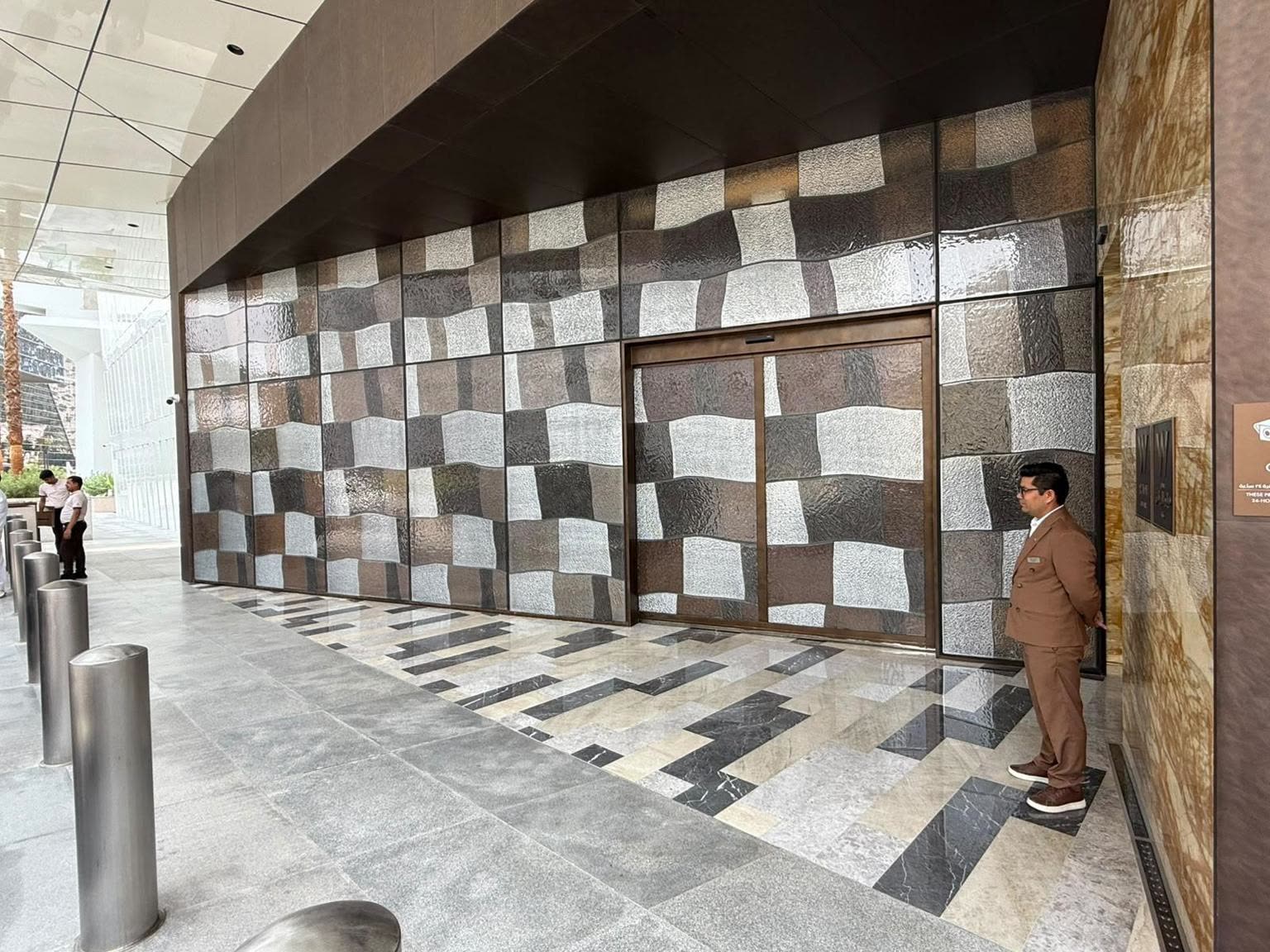 Bronze and glass entrance doors